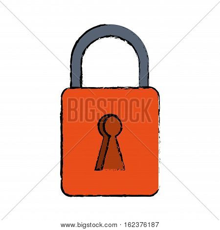 drawing orange padlock lock secure digital vector illustration eps 10
