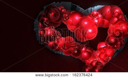 Abstract heart and blood. love, Valentine's Day. 3d render