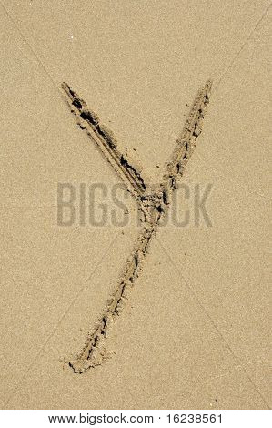 y v písku