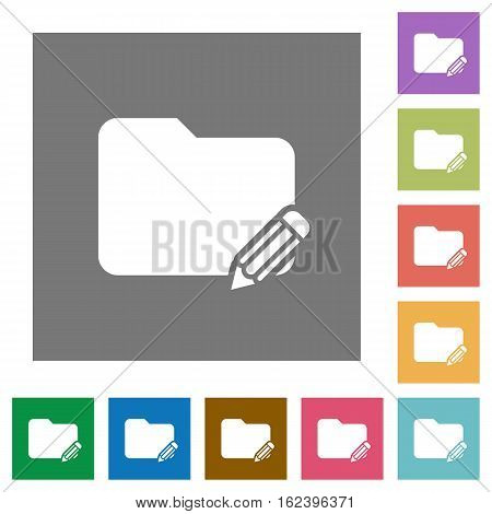 Edit folder flat icons on simple color square backgrounds