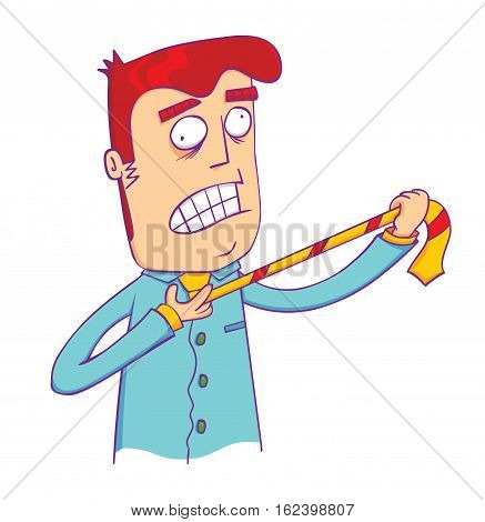 illustration of a man and his neck tie (deadly neck tie)