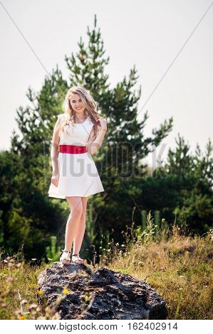Summer Photo Smiling Girl In A White Dress