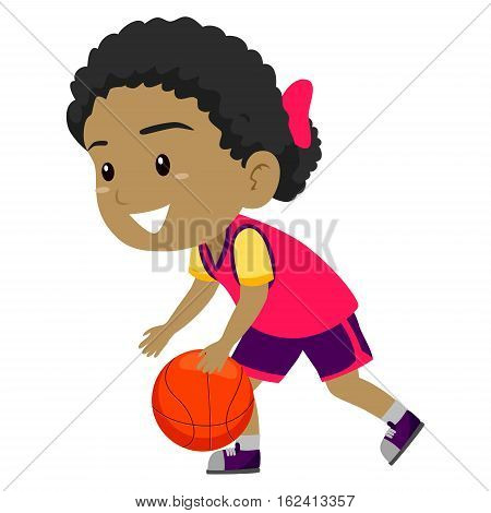 Vector Illustration of Girl dribbling the Ball