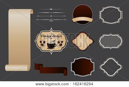 Vintage design elements. Great for retro vintage logos. Starbursts, frames and ribbons Designers Collection