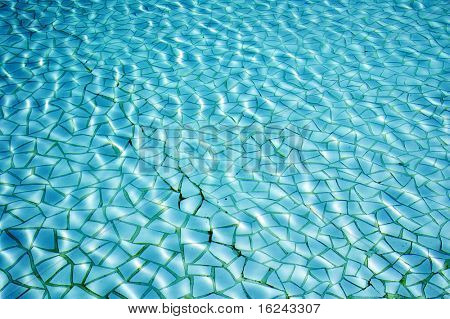 sfondo è costituito da un primo piano dell'acqua della piscina