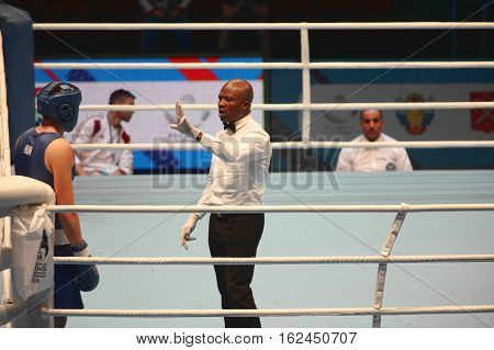St. Petersburg Russia November 21 2016 AIBA Youth World Boxing Championships men, Boxing referee believes knockdown