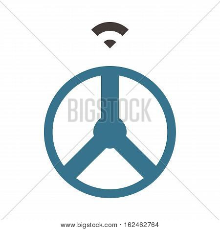Self driving car - Driving wheel - Flat colored icon - Blue