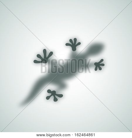 Diffuse Reptile Silhouette Shadow Abstract Vector Image. Lizard Gecko or Chameleon Sitting on a Matte Glass. Isolated.
