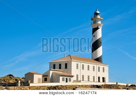 Nézd a Favaritx beacon Menorca, Baleár-szigetek, Spanyolország
