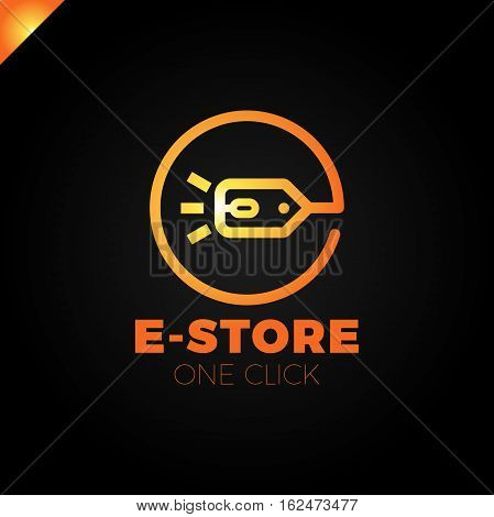E-store Logo Concept Mouse Click And Shop Tag In Circle Letter E