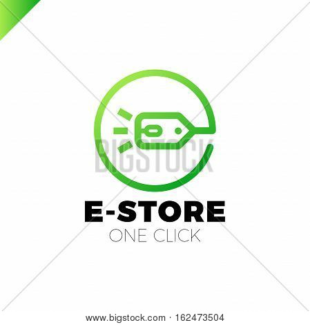 E-store Logo Concept Mouse Click And Shop Tag In Circle Letter E