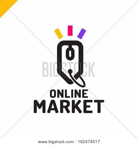 E Store Logo Concept Mouse Click And Shop Tag