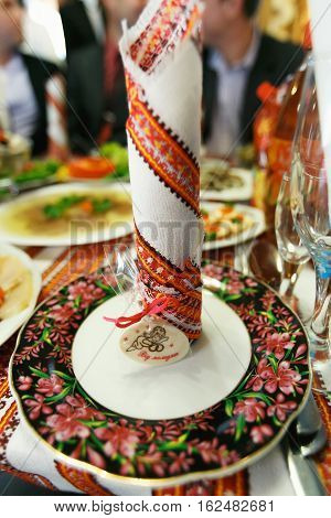 Banquet crockery served for a celebration table
