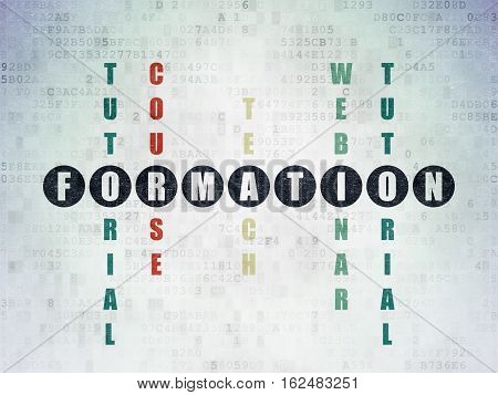 Learning concept: Painted black word Formation in solving Crossword Puzzle on Digital Data Paper background