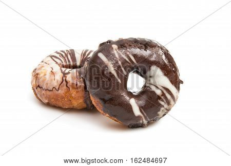 Chocolate sugar donut isolated on white background