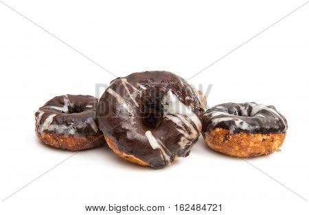 Chocolate sugar donut isolated on white background