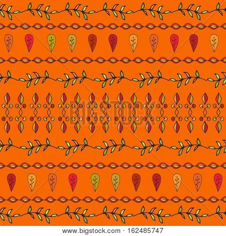 Seamless floral abstract wave ethnic ornaments hand drawn vector illustration made of simple doodles. Zen tangle pattern tangled texture boho style