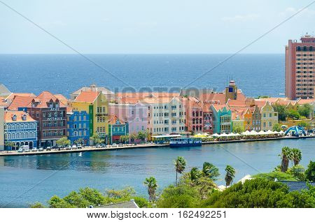 View Of  Willemstad  Downtown With Colorful Facades In Curacao