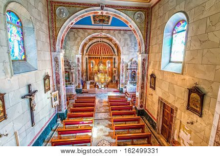 TUCEPI, CROATIA - September 21, 2016: Interior of the old Church of St. Anthony in old village in Dalmatia.