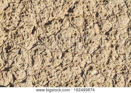Soil background dry chapped earth cracks in the dried ground in Negev desert Israel