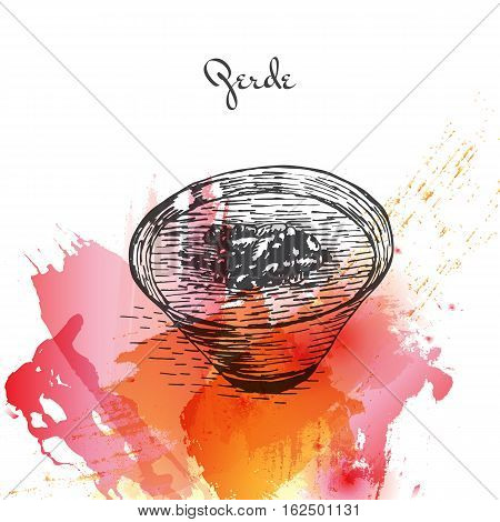 Zerde watercolor effect illustration. Vector illustration of Turkish cuisine.