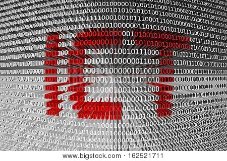 ICT in the form of binary code, 3D illustration