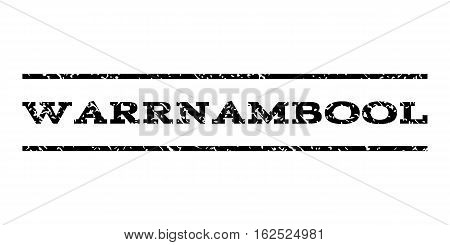 Warrnambool watermark stamp. Text tag between horizontal parallel lines with grunge design style. Rubber seal stamp with dirty texture. Vector black color ink imprint on a white background.