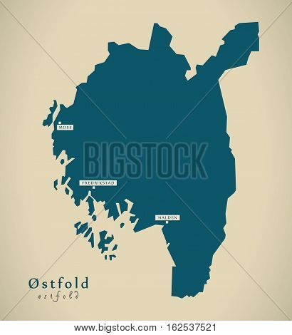 Modern Map - Ostfold Norway No Illustration