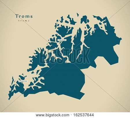Modern Map - Troms Norway No Illustration