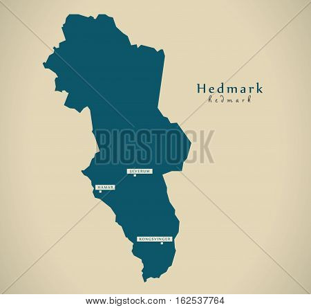 Modern Map - Hedmark Norway No Illustration