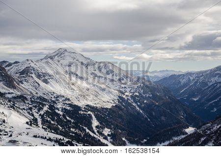 Austrian Alps covered in snow in winter time