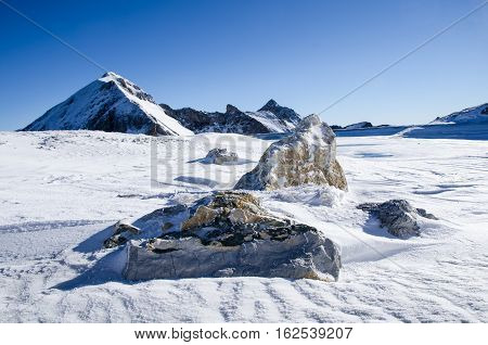 Austrian Alps covered in snow in winter time