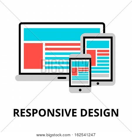 Modern flat editable line design vector illustration concept of responsive design icon for graphic and web design