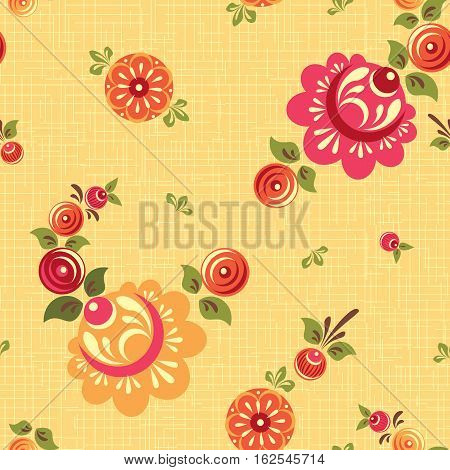 Decorative seamless floral pattern in folk style