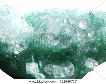 aquamarine quartz semigem geode crystals geological mineral isolated
