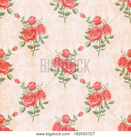 Rose seamless pattern romantic background in pink