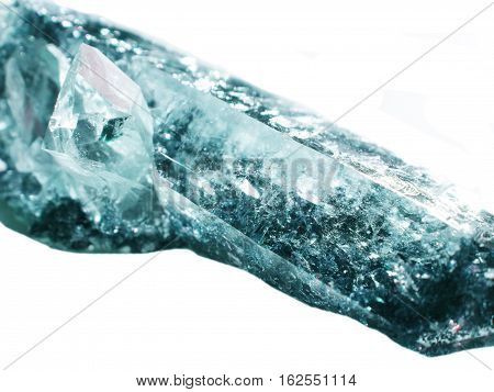 aquamarine quartz semigem geode crystals geological mineral isolated