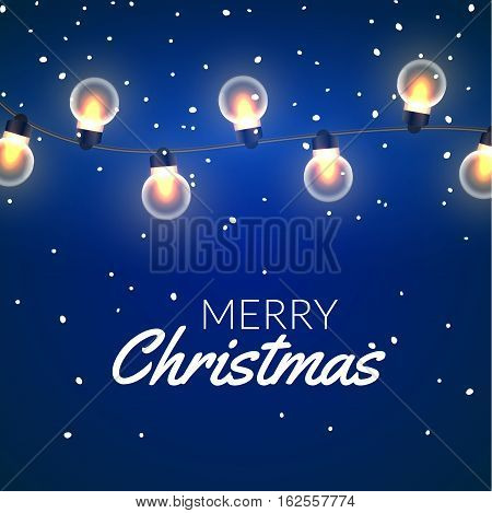 Christmas Lights vector illustration. Xmas colorful bright string with glowing bulb. Party celebration decoration design. Holiday element.