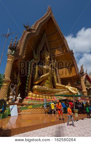 Kanchanaburi Thailand - August 21 2016: Big buddha on Wat Tham Sua Temple, Kanchanaburi Province, Thailand