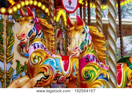 Merry-go-round at Southbank Christmas funfair in London