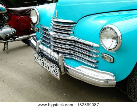 ARZAMAS, RUSSIA, July 3 2016: Old retro car on exhibition