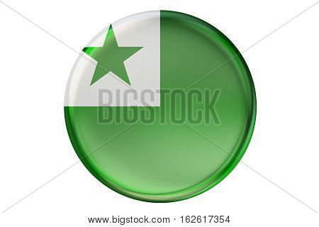 Badge with flag of Esperanto 3D rendering isolated on white background