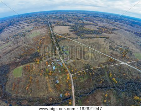 Aerial view of the road to bypass the village Trestna.