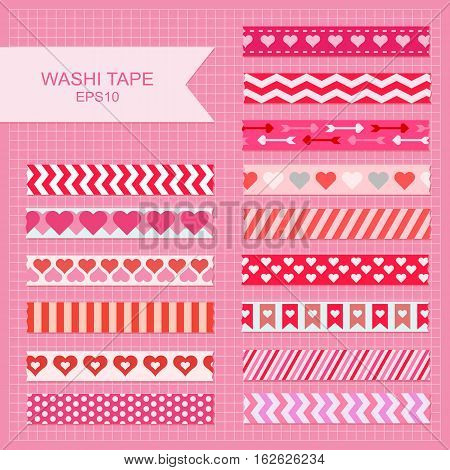Cute Valentine's Day decorative washi tape strips.