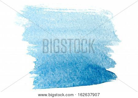 Ultramarine watercolor background. The gradient color transition from saturated ultramarine to light. Design elements. Painting. Grunge colorful background on watercolor paper.