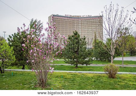 Tashkent, Uzbekistan - March 21, 2016: Hotel Uzbekistan In Tashkent On Amir Temur Square