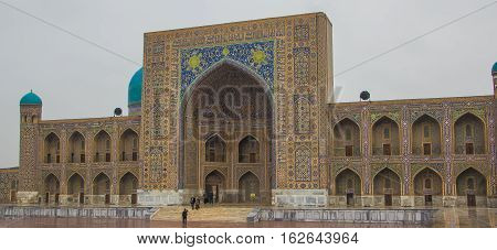 Madrasah Tilla-Kari on Registan square Samarkand Uzbekistan 2016