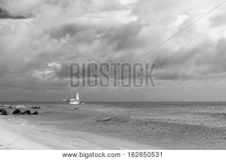 Picture Showing A Big Sailboat On Sea