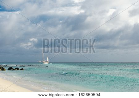 Picture Showing A Big Sailboat On Sea