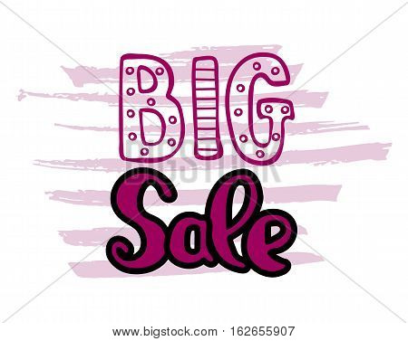 Handwritten text Big sale. Brush script lettering. Vector banner design.